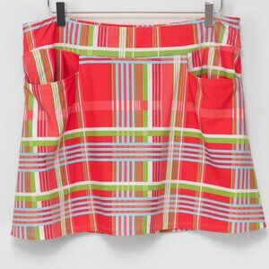 Jude Connally Sonia Skort Plaid Multicolor Coral Pink, Blue, Green, White XL